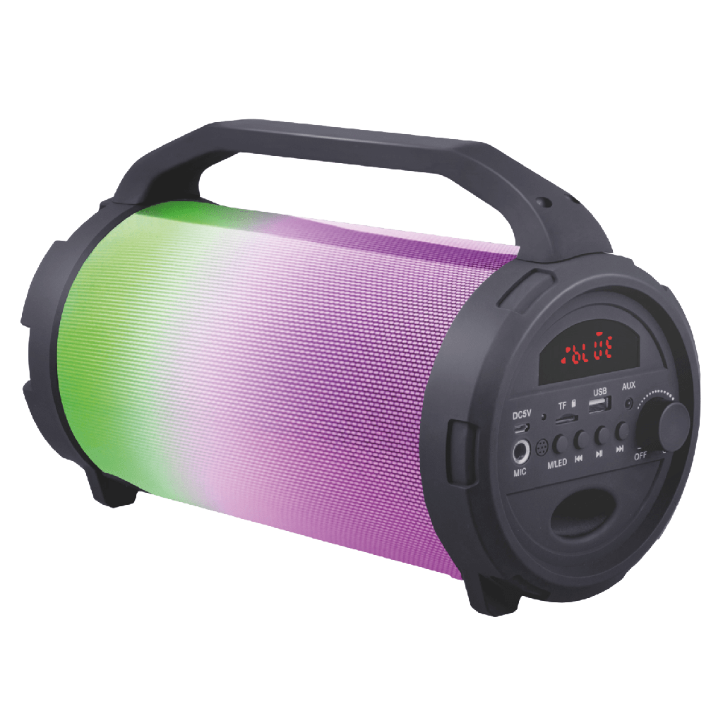 Ampd - Led Light Show Bazooka Bluetooth Speaker With Microphone - Black