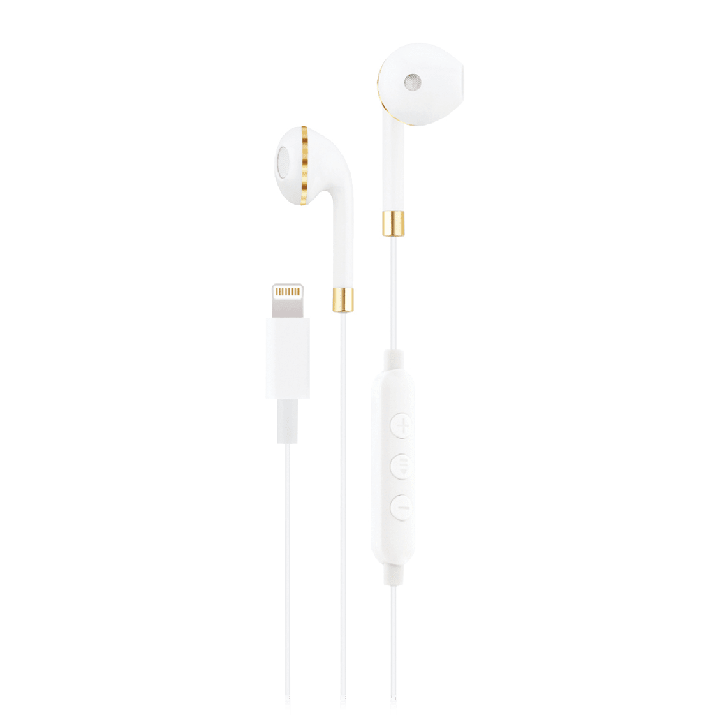 Ampd - Wired Apple Lightning In Ear Headphones - White