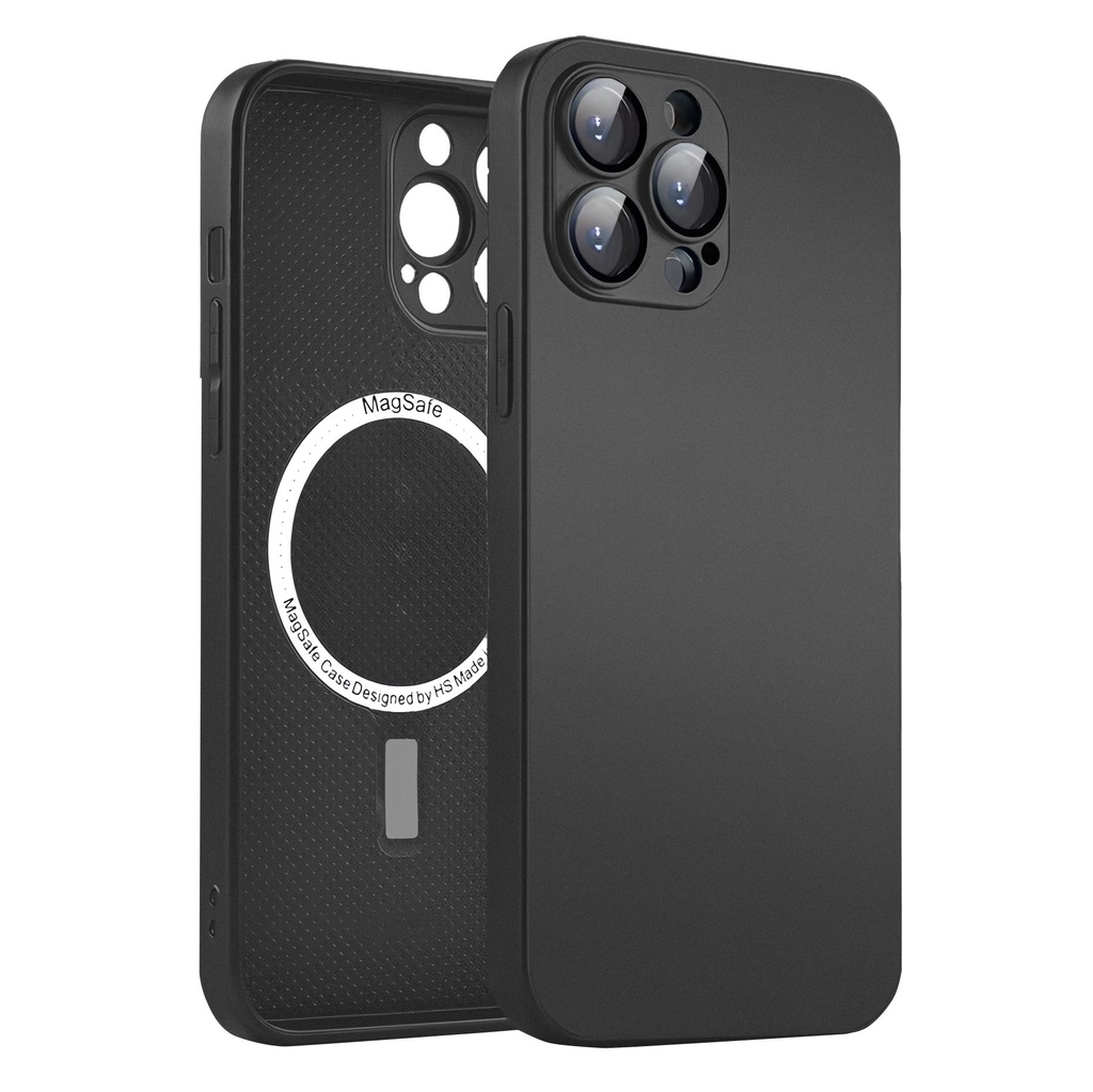 Glass Magsafe Case with Camera Protection for iPhone 14 Plus - Black