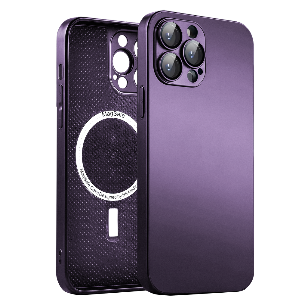 Glass Magsafe Case with Camera Protection for iPhone 13 Pro - Purple