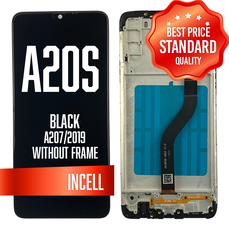 LCD with frame for Galaxy A20S (A207/2019) - with Frame Black (Standard Quality/INCELL)