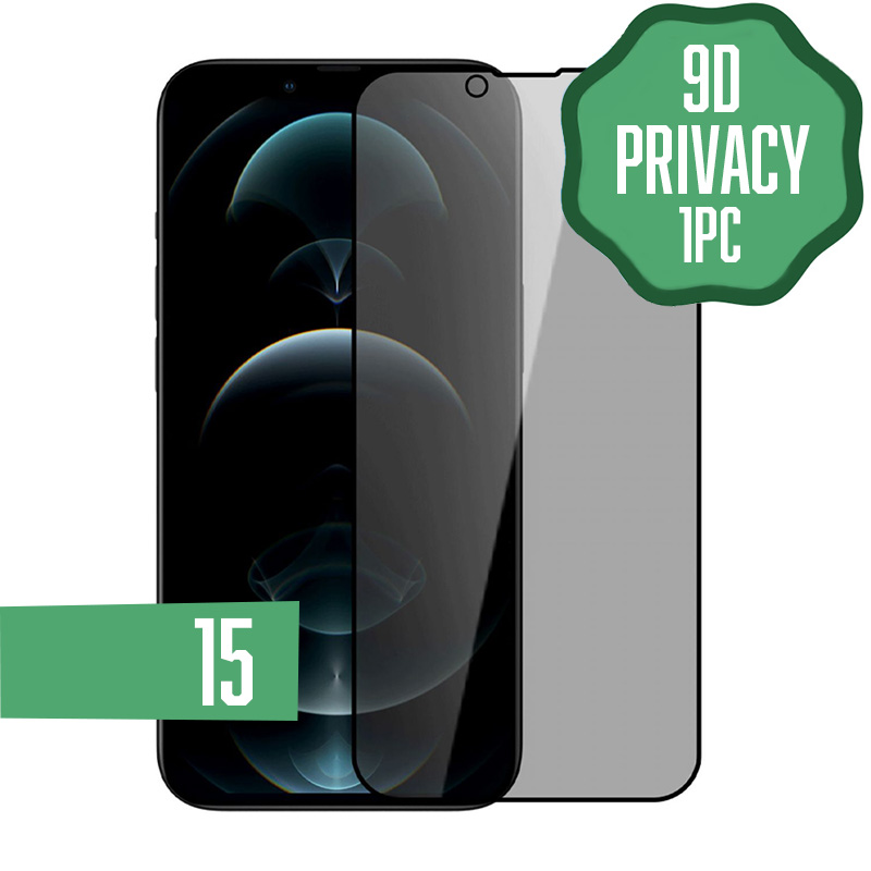 9D Privacy Tempered Glass for iPhone 15 (1Pc.)