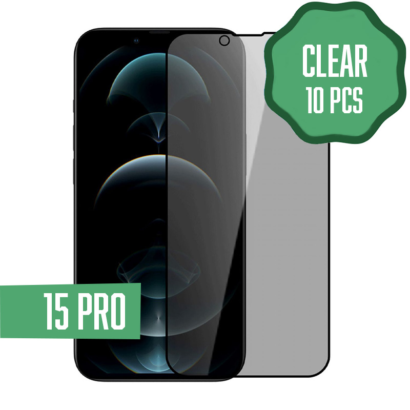 Clear Tempered Glass for iPhone 15 Pro (10 Pcs)
