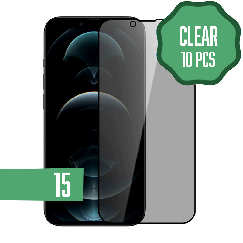 Clear Tempered Glass for iPhone 15 (10 Pcs)