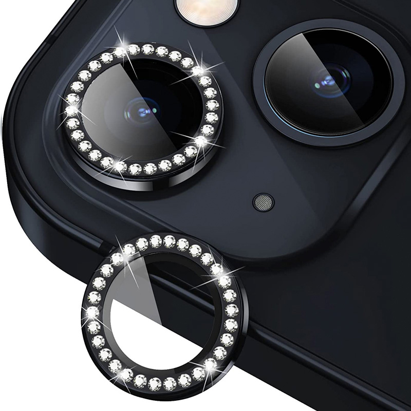 Diamond Camera Lens w/HD Tempered Glass  for iPhone 15 / 15 Plus (Midnight) (1 Pc)