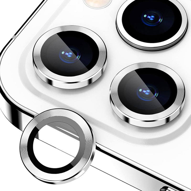 Ring Camera Lens w/HD Tempered Glass  for iPhone 15 Pro / 15 Pro Max (Silver) (1 Pc)