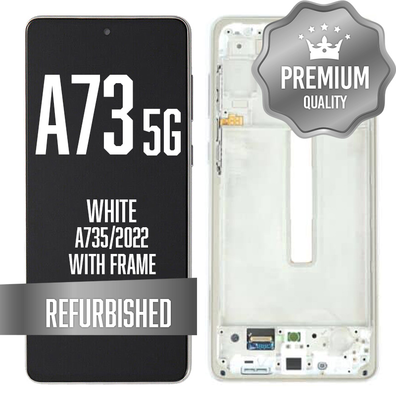 LCD Assembly for Galaxy A73 5G (A735/2022) with Frame - White (Refurbished)