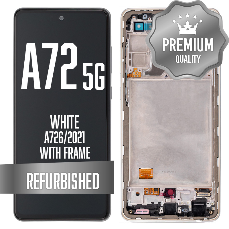 LCD Assembly for Galaxy A72 5G (A726/2021) with Frame - White (Refurbished)