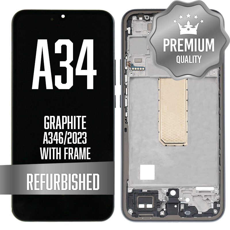 LCD Assembly for Galaxy A34 (A346/2023) with Frame - Graphite (Refurbished)