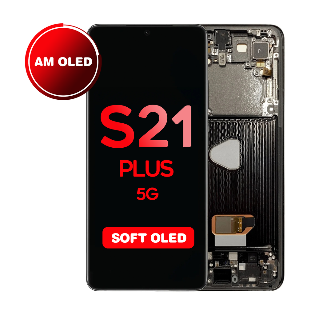 OLED Assembly for Samsung Galaxy S21 Plus 5G (G996) with Frame - Phantom Black (Aftermarket - OLED)