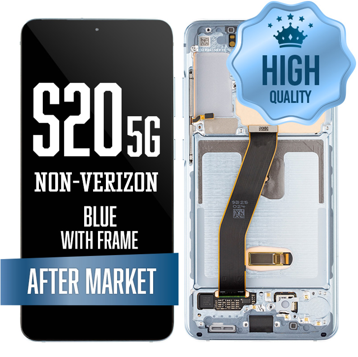 OLED Assembly for Samsung Galaxy S20 With Frame - Blue (Non-Verizon 5G UW Frame) (High Quality - Aftermarket)