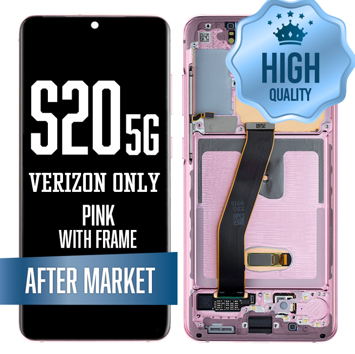 OLED Assembly for Samsung Galaxy S20 With Frame - Pink (Verizon 5G UW Frame Only) (High Quality - Aftermarket)