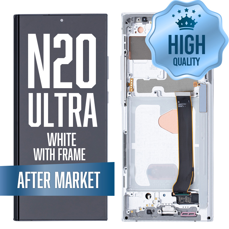 OLED Assembly for Samsung Galaxy Note 20 Ultra 5G (N986) with Frame - White (Aftermarket Plus - Soft OLED / 120Hz)