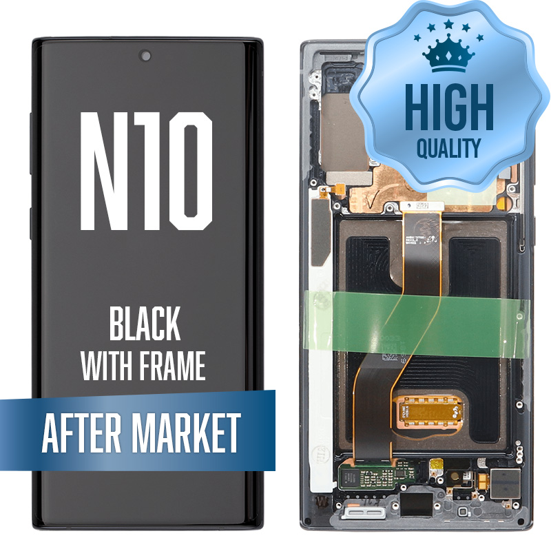 OLED Assembly for Samsung Note 10 with Frame - Black (Aftermarket/OLED)