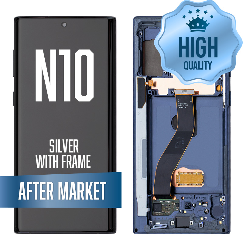 OLED Assembly for Samsung Note 10 with Frame - Silver (Aftermarket/OLED)