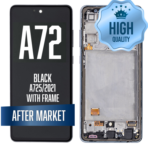 OLED Assembly For Samsung Galaxy A72 (A725/2021) with Frame - Black (6.67") (Aftermarket - OLED)