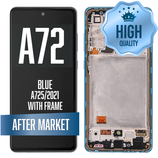 OLED Assembly For Samsung Galaxy A72 (A725/2021) with Frame - Blue (6.67") (Aftermarket - OLED)