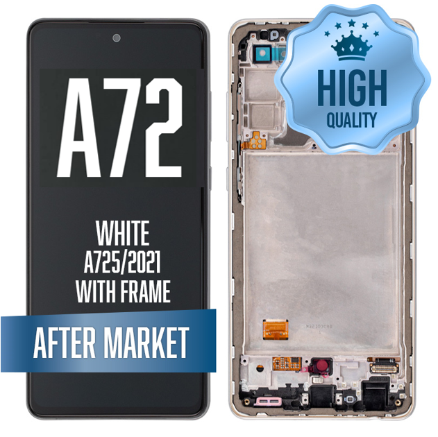 OLED Assembly For Samsung Galaxy A72 (A725/2021) with Frame - White (6.67") (Aftermarket - OLED)