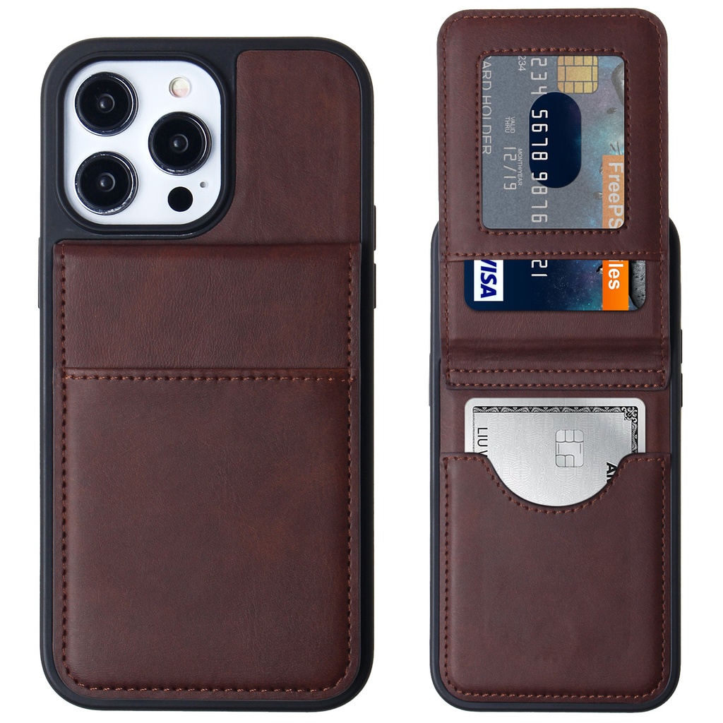 Card Holder Case for iPhone 15 - Brown