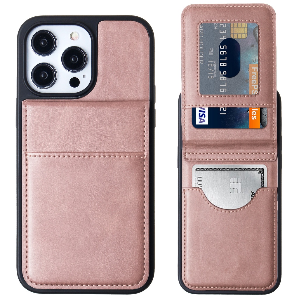 Card Holder Case for iPhone 15 - Rose Gold