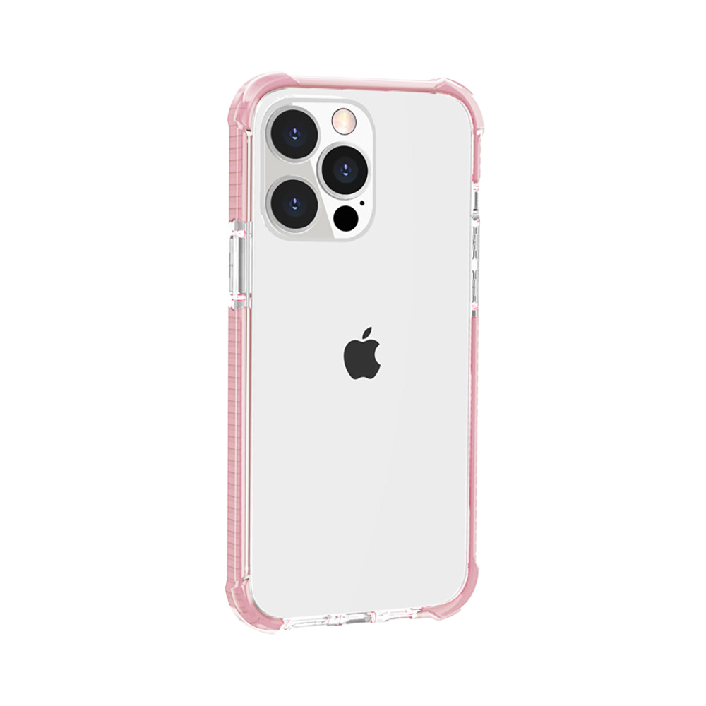 Hard Elastic Clear Case for iPhone 15 Pro - Light Pink Edge