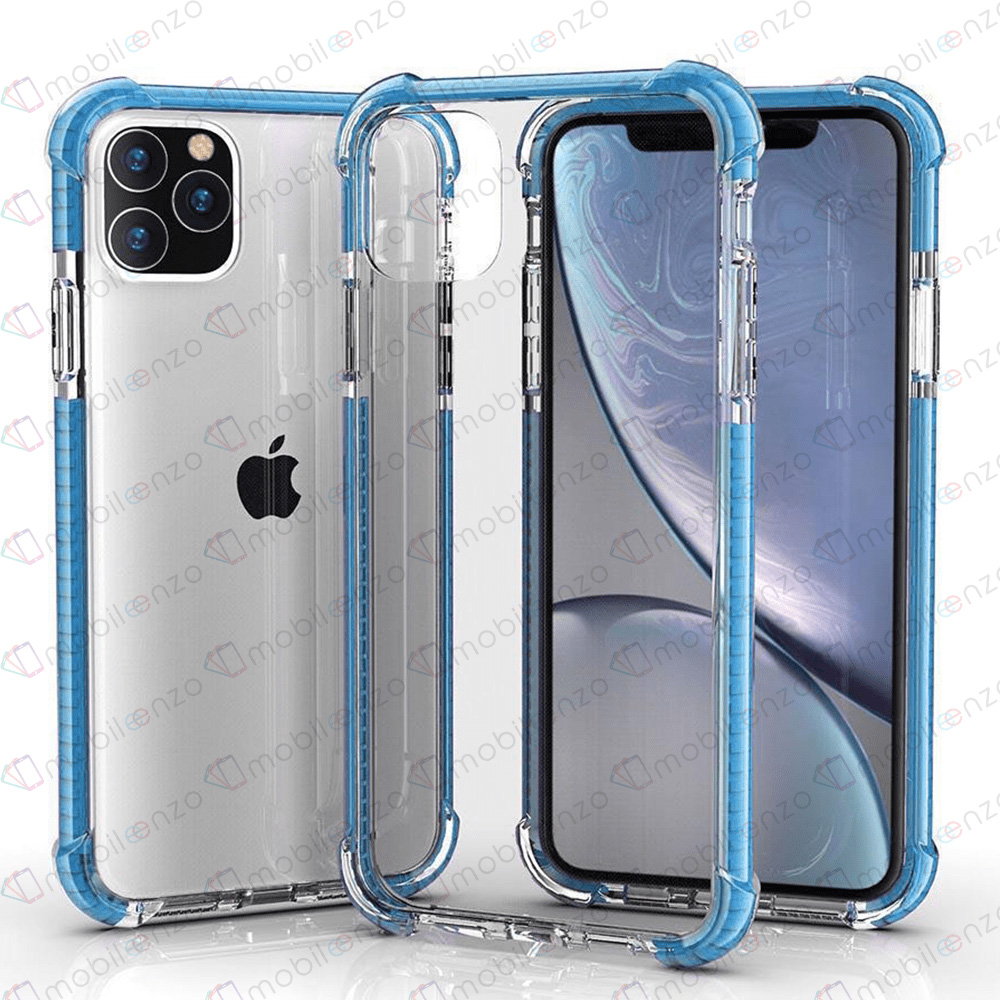 Hard Elastic Clear Case for iPhone 15 Pro - Blue Edge