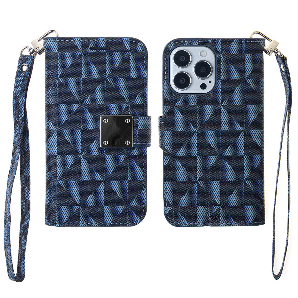 Triangle Wallet Case for iPhone 15 Pro - Navy Blue
