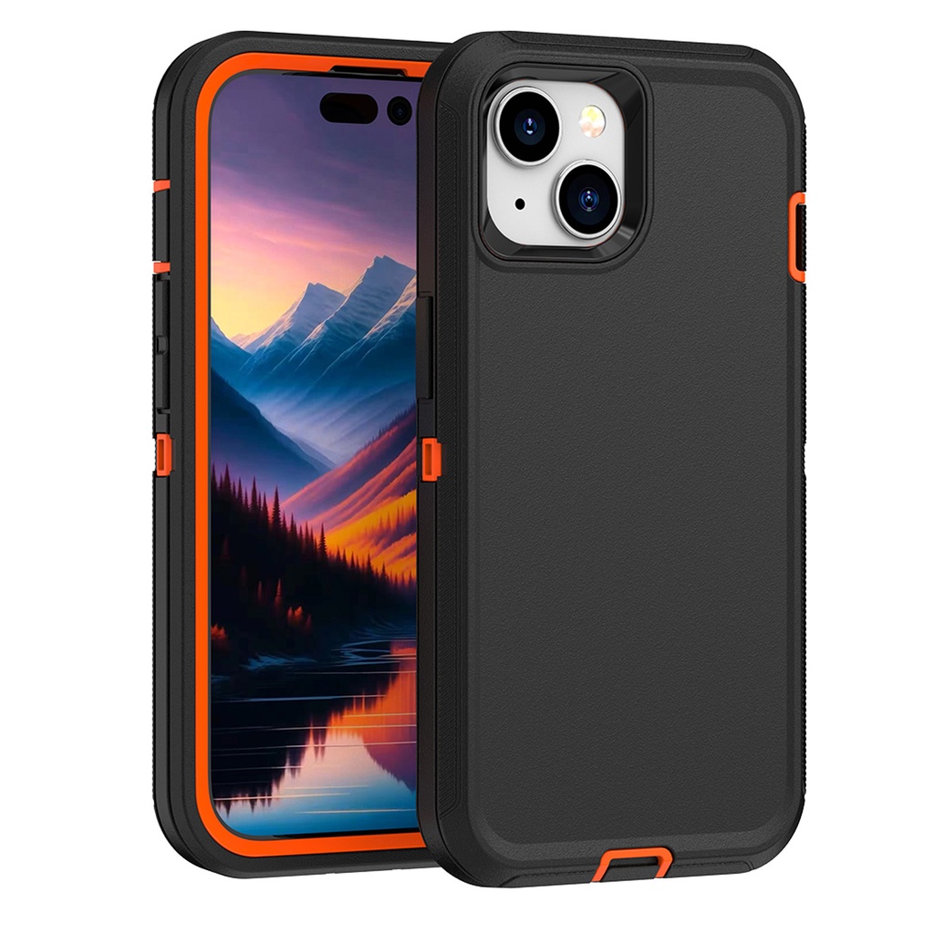 DualPro Protector Case for iPhone 15 Plus - Black  & Orange
