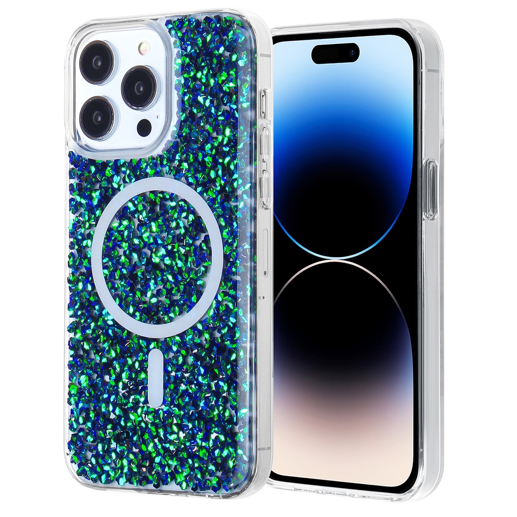 Magsafe Glitter Case for iPhone 15 Plus - Dark Green