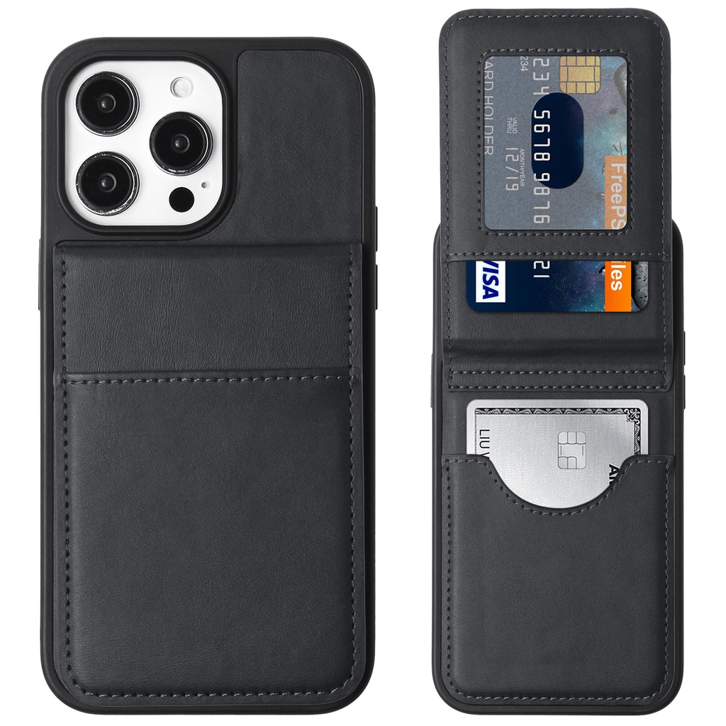 Card Holder Case for iPhone 15 Plus - Black