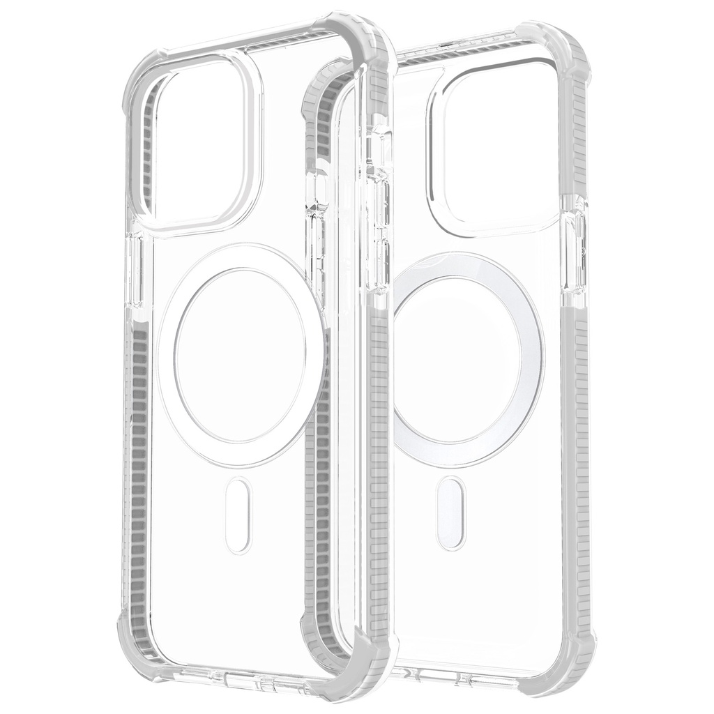 Hard Elastic Clear Case with Magsafe for iPhone 15 Pro Max - White Edge