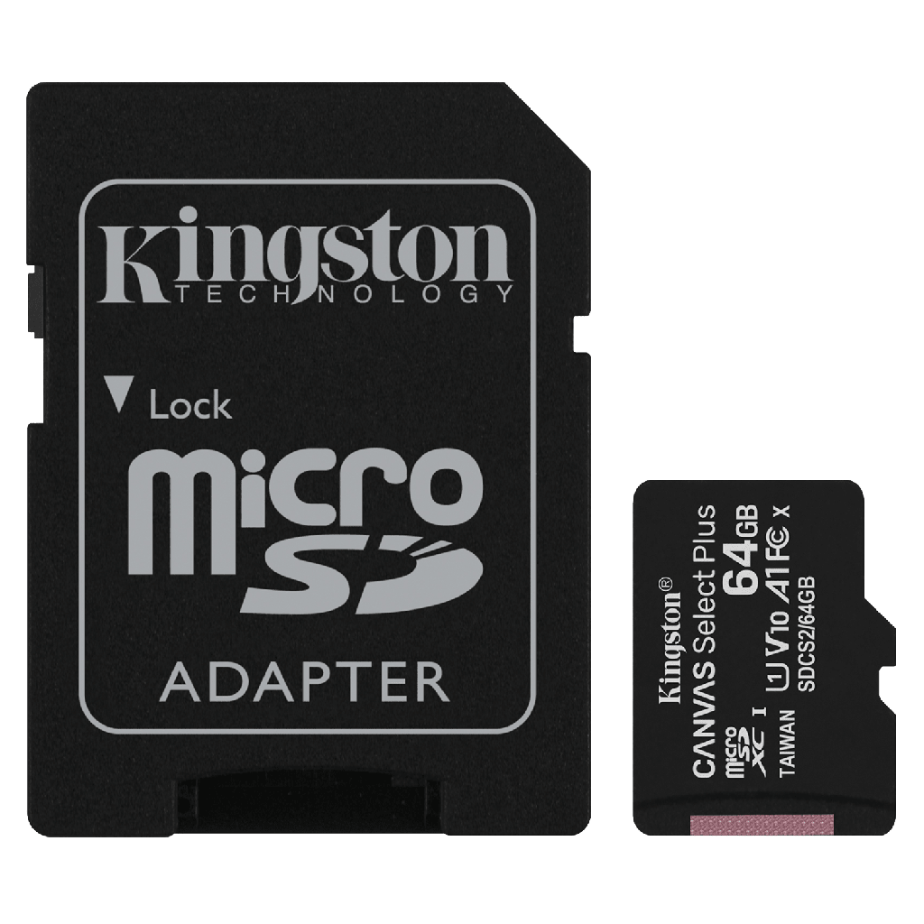 Kingston - Microsdxc Canvas Select Plus 64gb Memory Card And Adapter - Black
