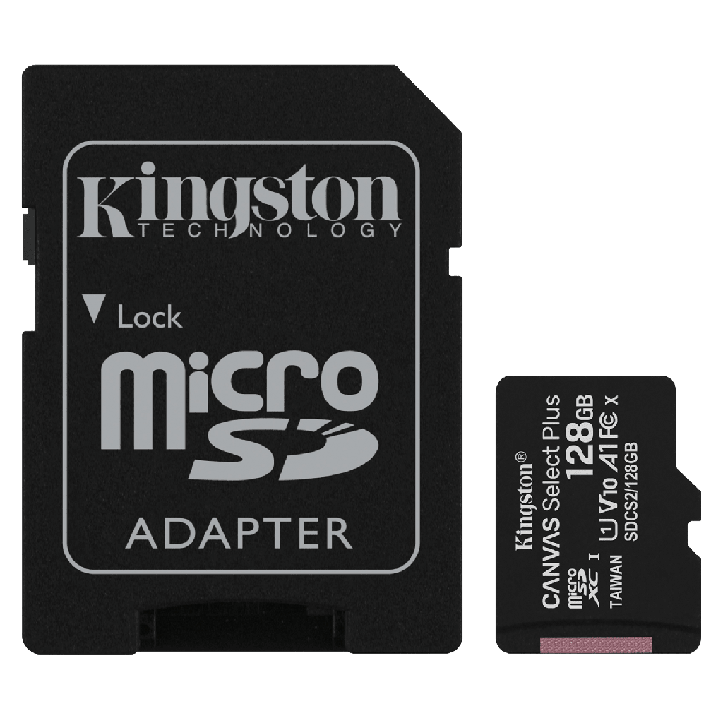 Kingston - Microsdxc Canvas Select Plus 128gb Memory Card And Adapter - Black