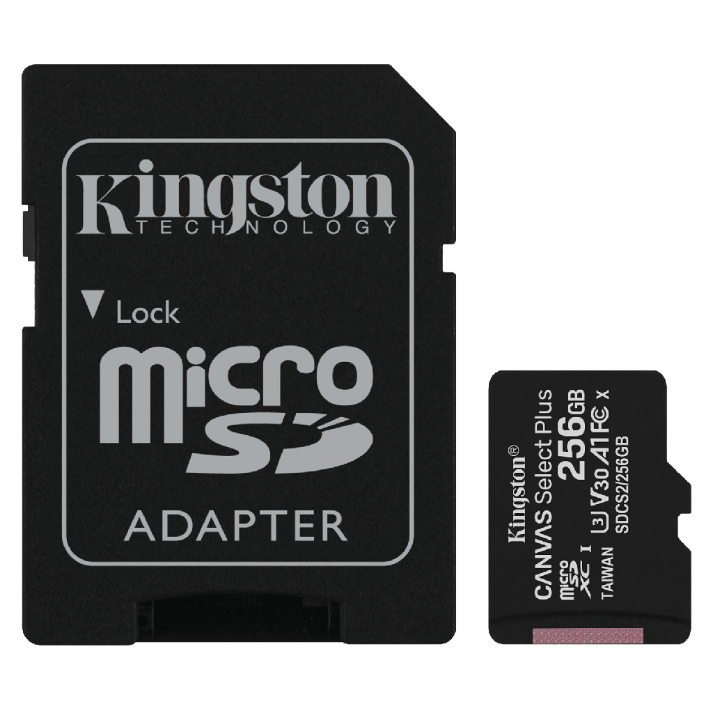 Kingston - Microsdxc Canvas Select Plus 256gb Memory Card And Adapter - Black