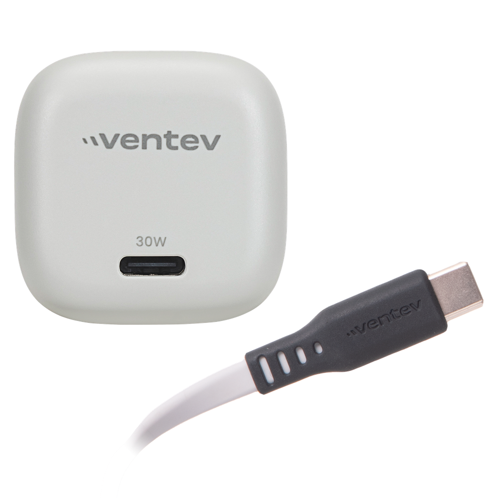 Ventev - 30w Pd Pps Mini Usb C Wall Charger And Usb C To Usb C Cable 3.3ft - White