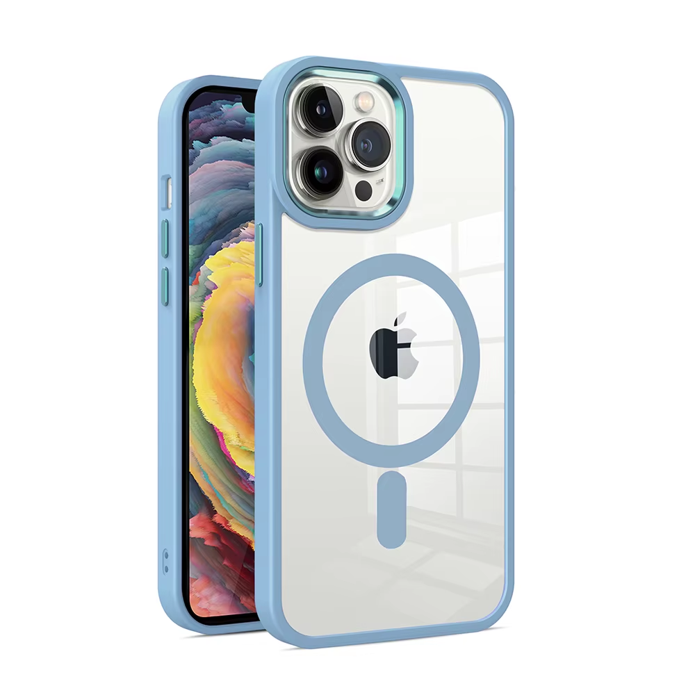 Metal Wireless Charging Case for iPhone 15 Plus - Blue
