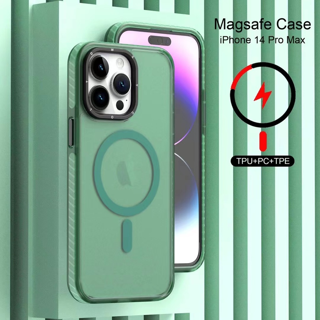 Magsafe Matte Letter Strap Case for iPhone 15 Plus - Green