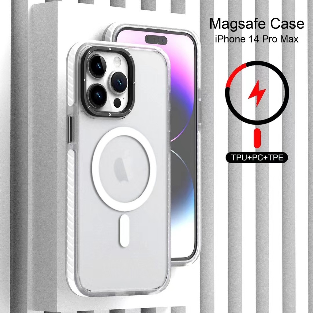 Magsafe Matte Letter Strap Case for iPhone 15 Pro Max - White