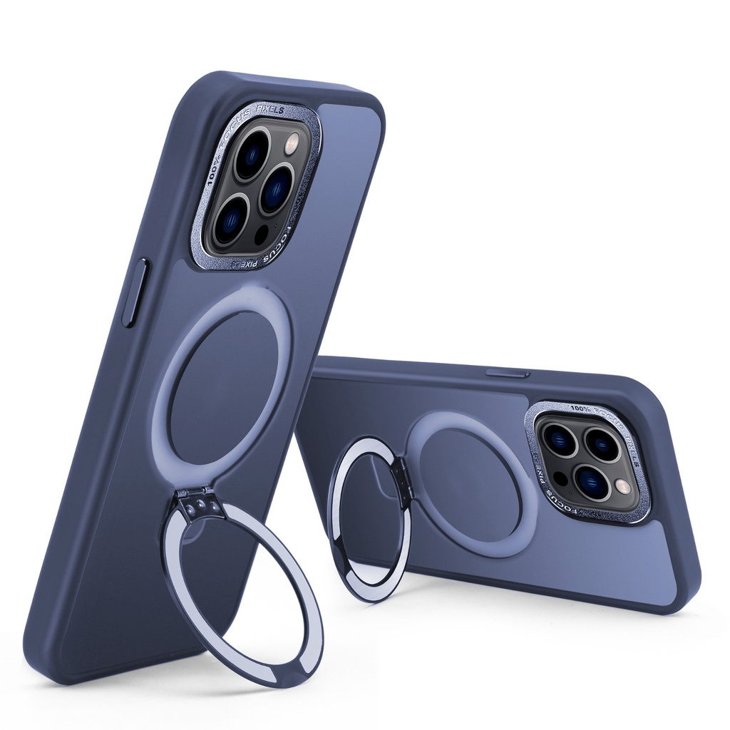 Magsafe Matte Stand Case for iPhone 15 - Dark Blue
