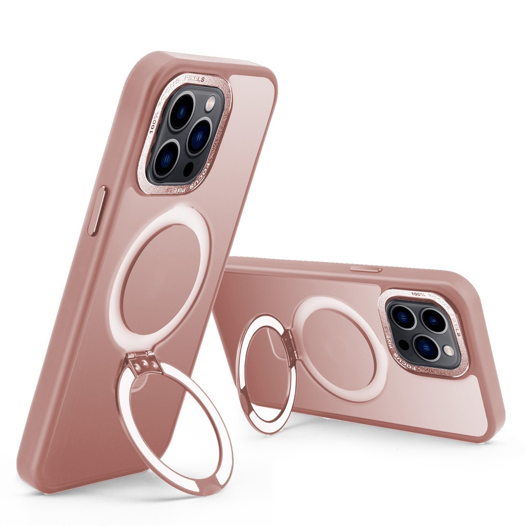 Magsafe Matte Stand Case for iPhone 15 - Pink