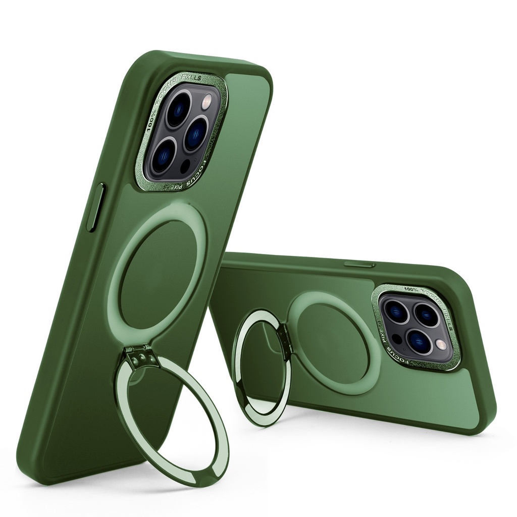 Magsafe Matte Stand Case for iPhone 15 - Green