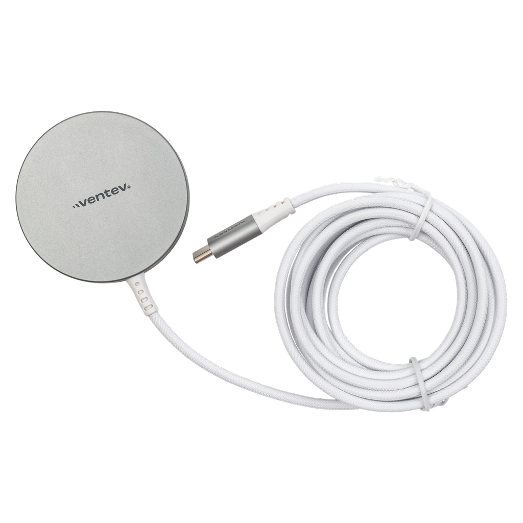 Ventev - 10ft Alloy 15w Wireless Magnetic Charger - Silver