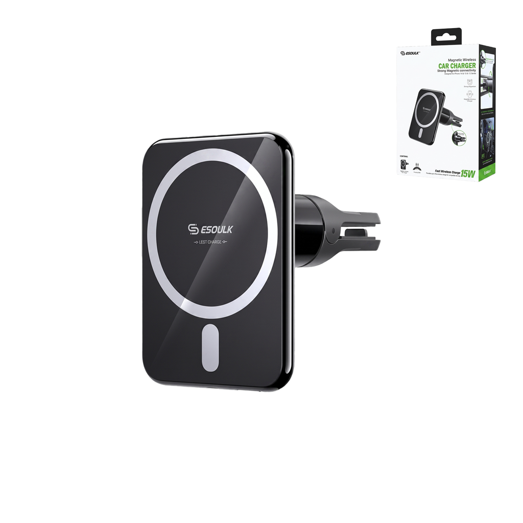 Esoulk EK6001 15W Magnetic Wireless Charger Air Vent Car Mount (Black)