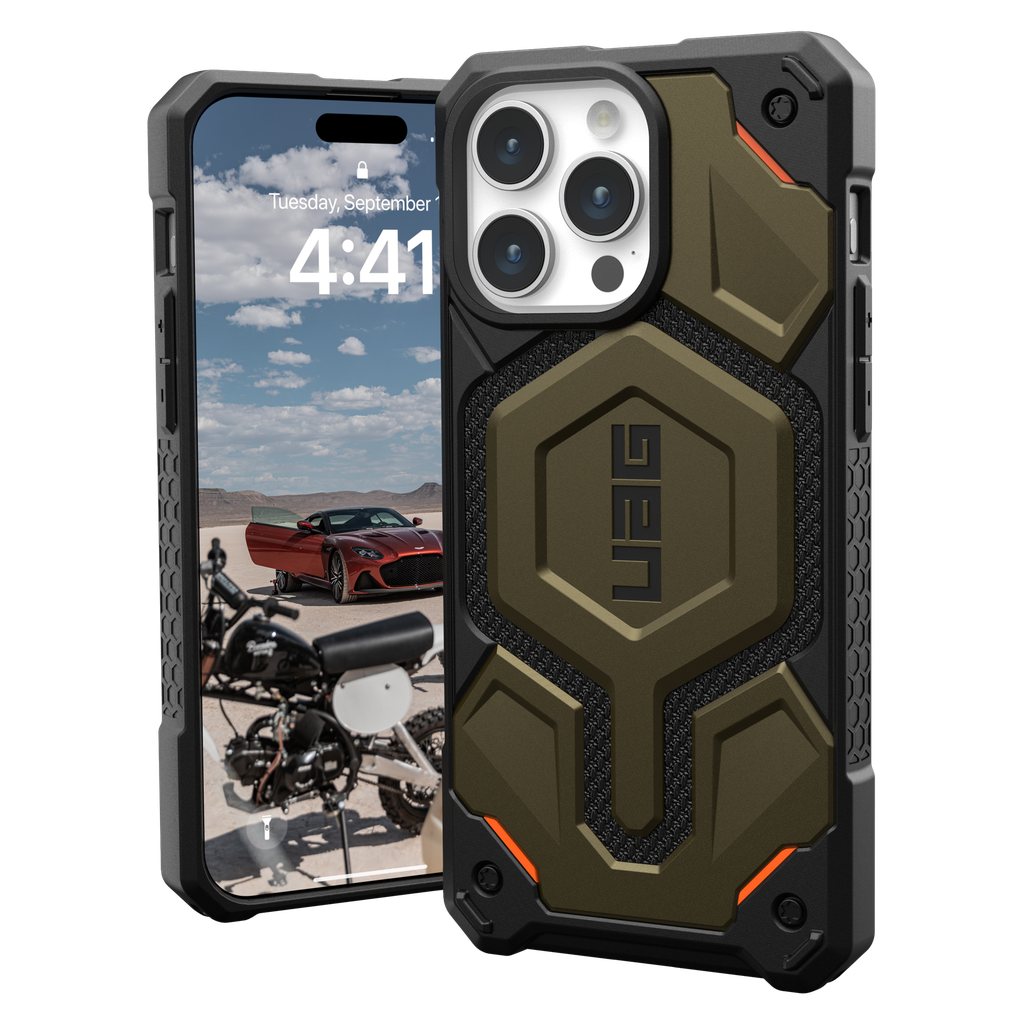 Urban Armor Gear Uag - Monarch Pro Magsafe Case For Apple Iphone 15 Pro Max - Kevlar Element Green