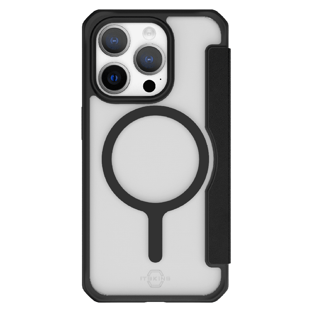 Itskins - Hybridr Folio Magsafe Case For Apple Iphone 15 Pro - Black