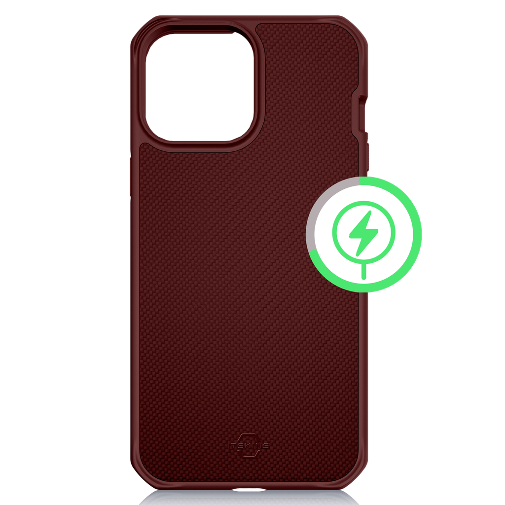 Itskins - Ballisticr Nylon Magsafe Case For Apple Iphone 15 Plus  /  Iphone 14 Plus - Dark Red