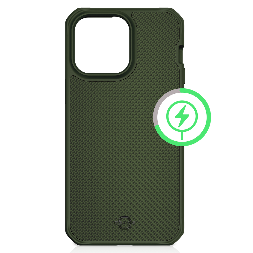 Itskins - Ballisticr Nylon Magsafe Case For Apple Iphone 15 Plus  /  Iphone 14 Plus - Olive Green