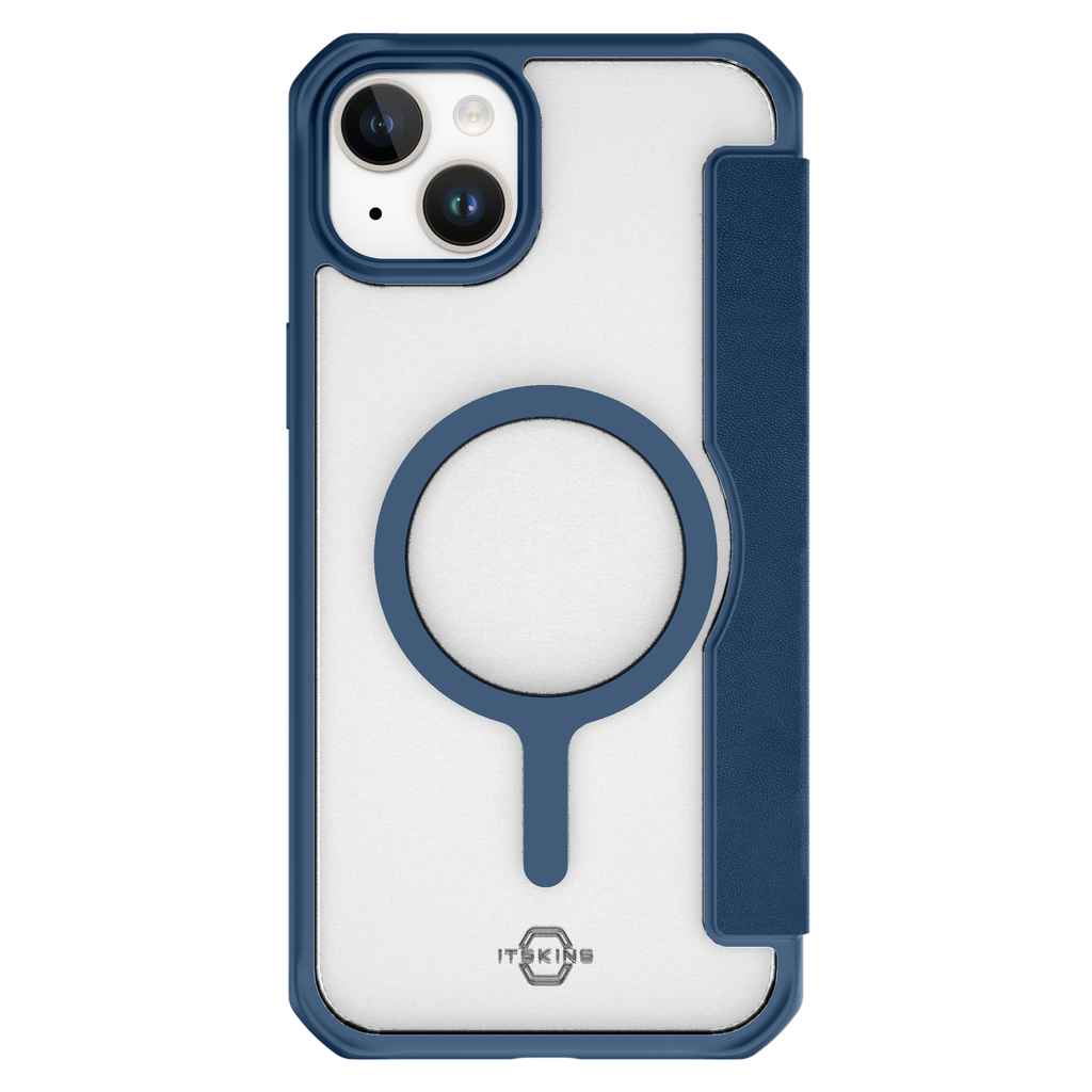Itskins - Hybridr Folio Magsafe Case For Apple Iphone 15  /  Iphone 14  /  Iphone 13 - Navy Blue