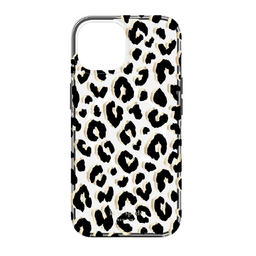 Kate Spade - New York Protective Hardshell Magsafe Case For Apple Iphone 15  /  Iphone 14  /  Iphone 13 - City Leopard Black