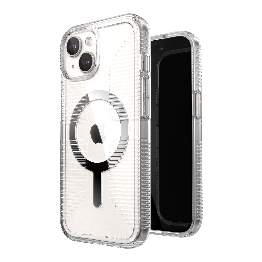 Speck - Gemshell Grip Magsafe Case For Apple Iphone 15     /     Iphone 14     /     Iphone 13    /    Iphone 16e   /   Iphone 17e - Clear And Chrome